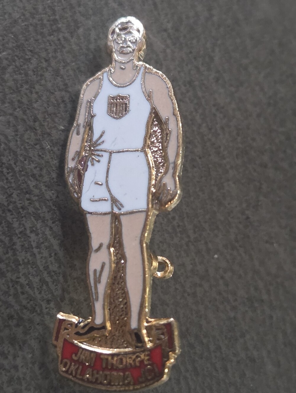 Vintage Jim Thorpe Oklahoma JCI Lapel Hat Pin Olympics